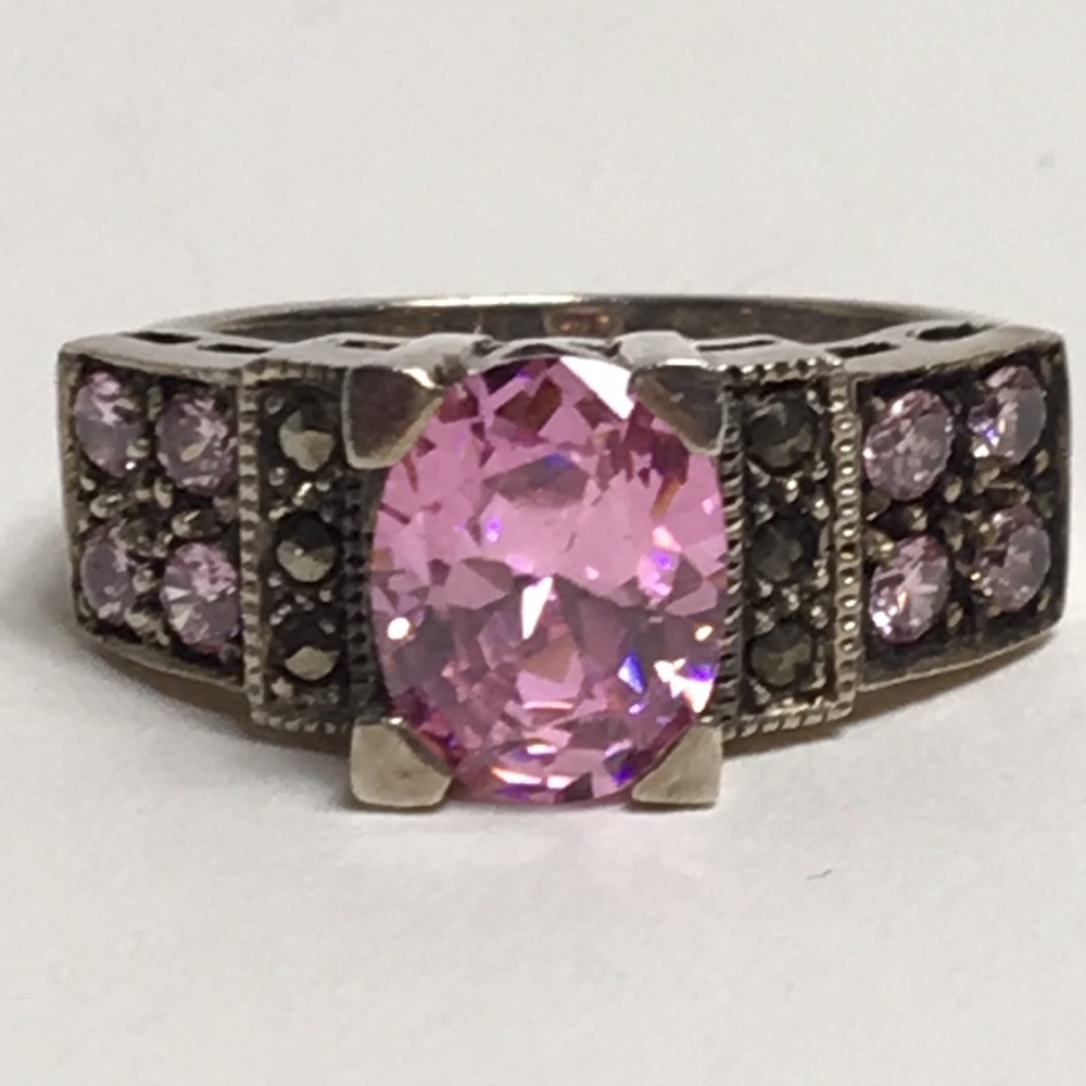 Sterling CZ cubic zirconia pink Ring